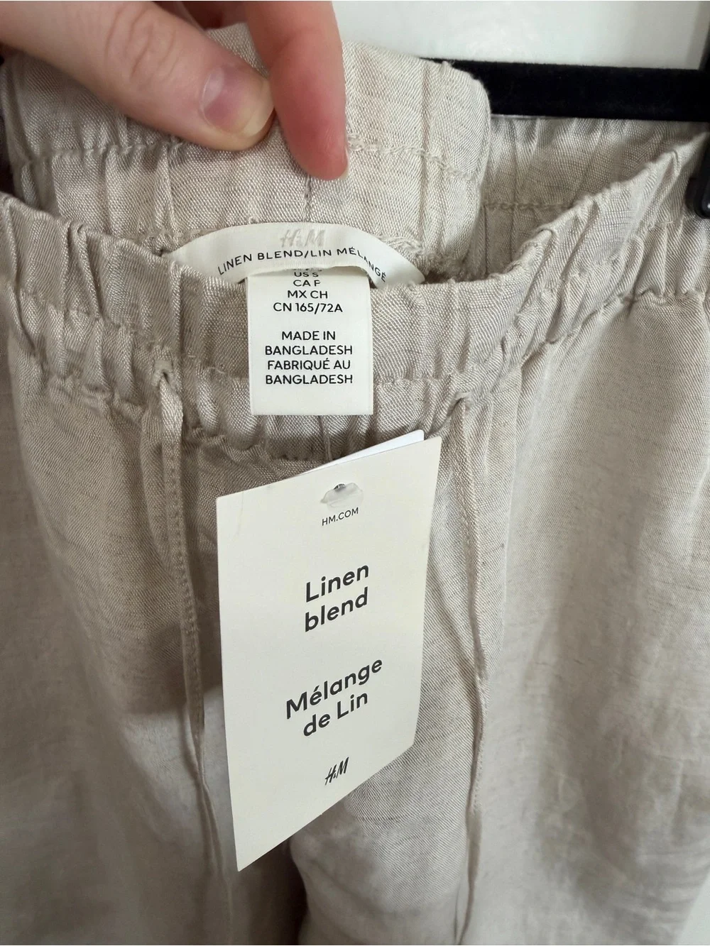 H&M Casual Elastic-Waist Women’s Linen Blend Pants - Light Beige